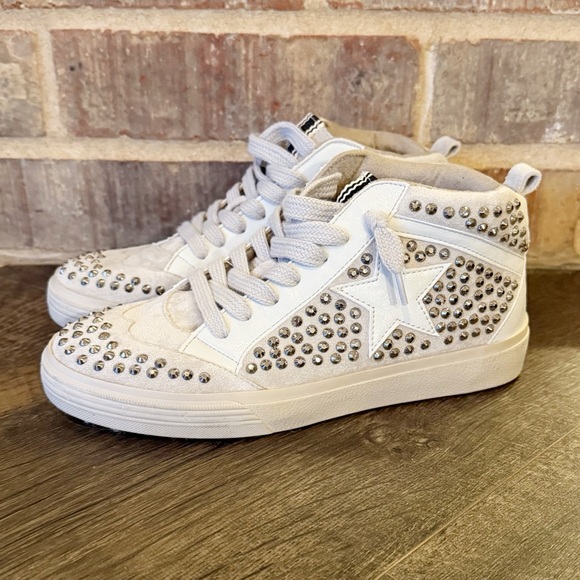 ShuShop Shoes - Shu Shop Severine High Top Faux Suede Sneakers with Gunmetal Silver Studs, 6-1/2